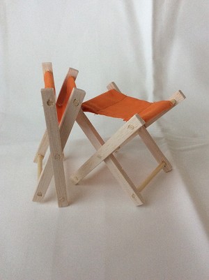 Folding Wooden Stool (Orange)